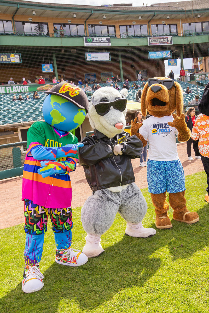 kooli takes a picture on field at blue claws game in jersey shore