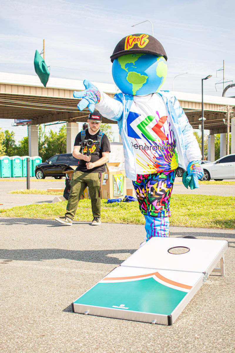 kooli plays corn hole