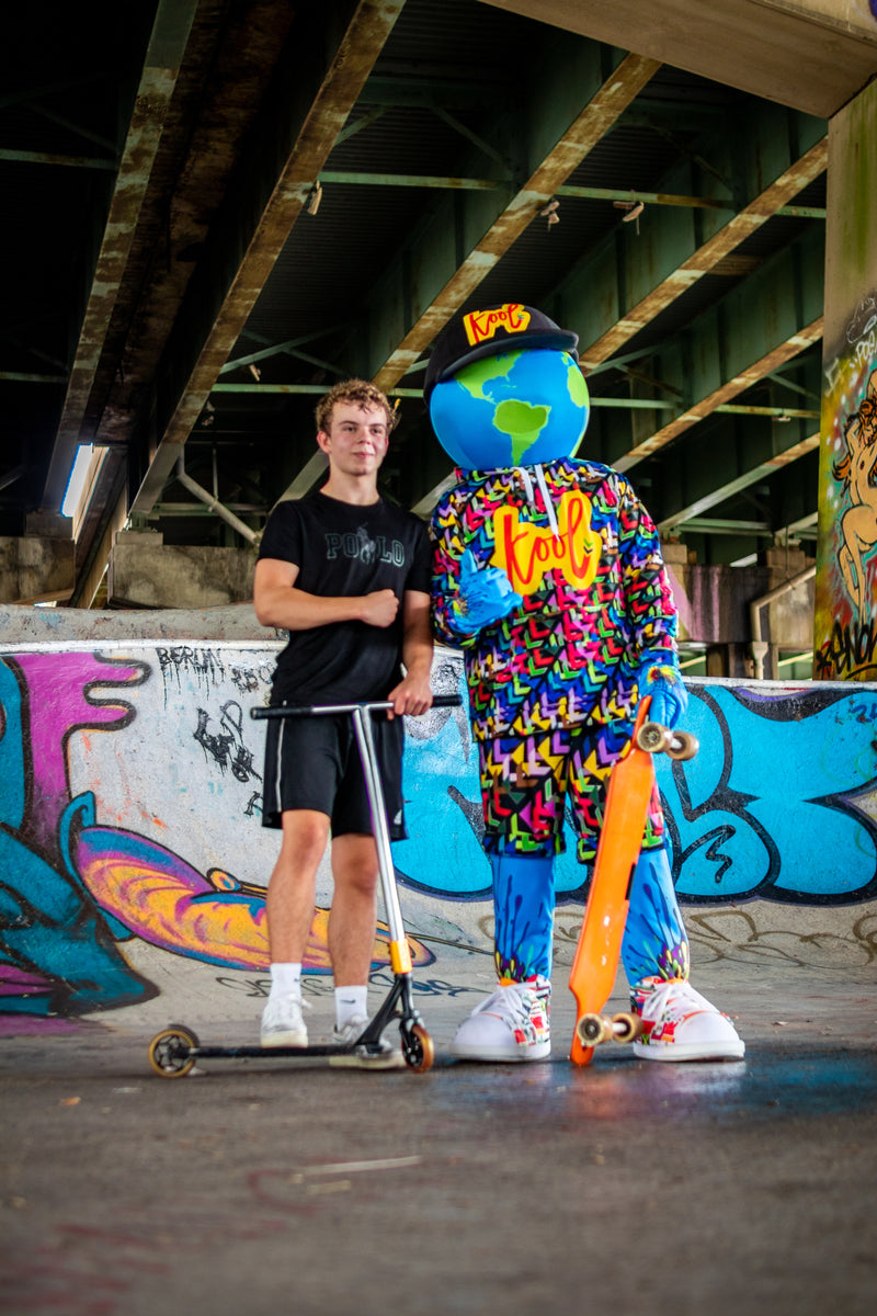 kooli poses at skate park
