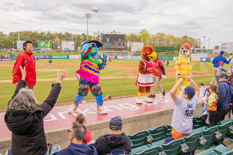 kooli tossing tees at the blue claws game