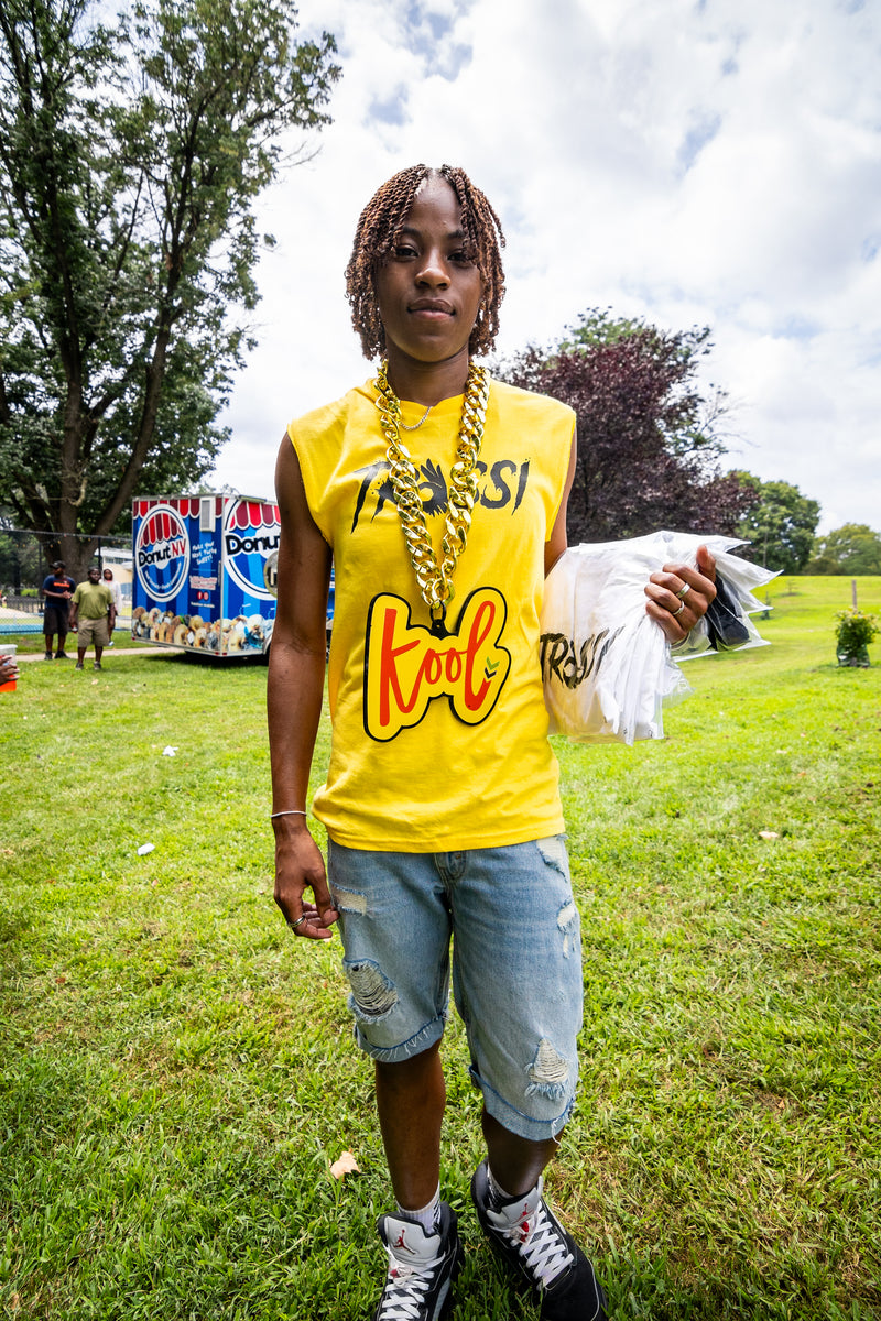 girl wears tressi day shirt with kool chain