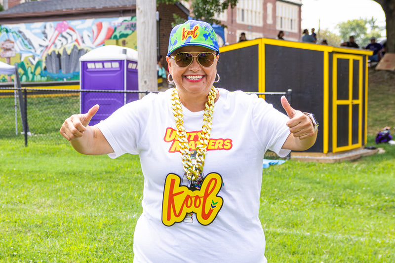 lay wears a big smile wearing kool chain
